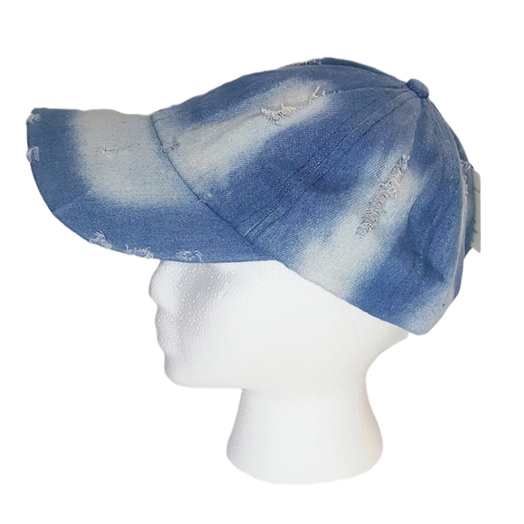 Distress Jean Style Blue Baseball Cap - Picture 1 of 2